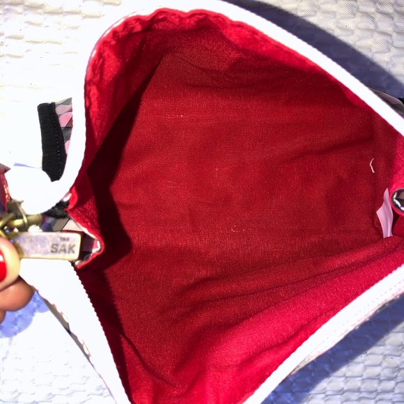 The Sak N.W. T. Studded Leather Hobo Bag With Cosmetic Case.Color Red Topstitch - Picture 6 of 8